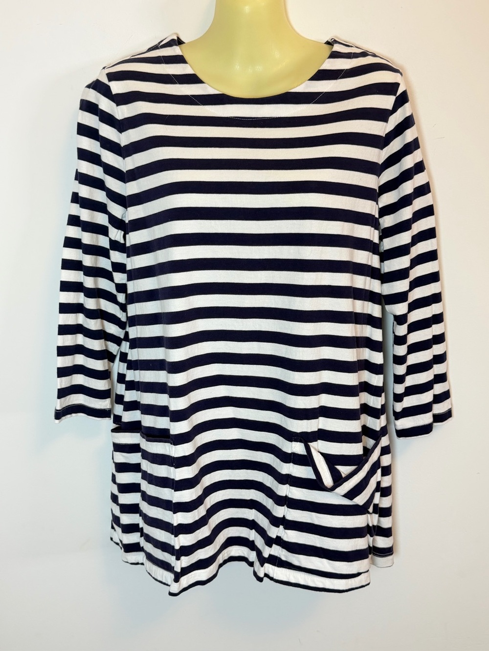 Appleseed’s Navy & White Striped Pocket Tunic Top
